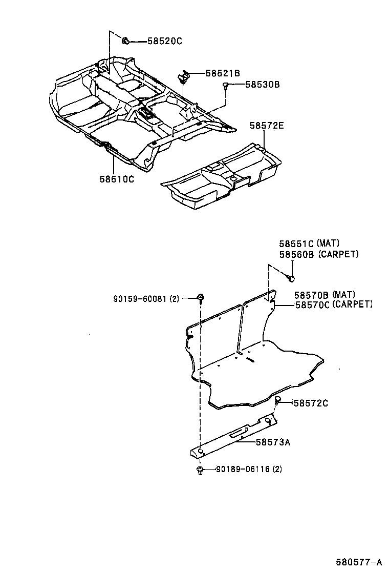 58570-10550-B0 CARPET ASSY, REAR FLOOR product image