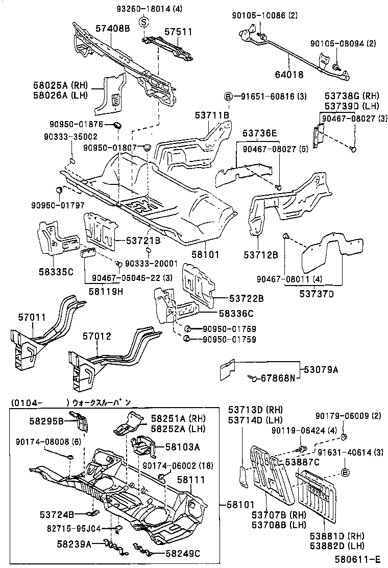 58103-37010 REINFORCEMENT SUB-ASSY, FRONT FLOOR SIDE, LH product image