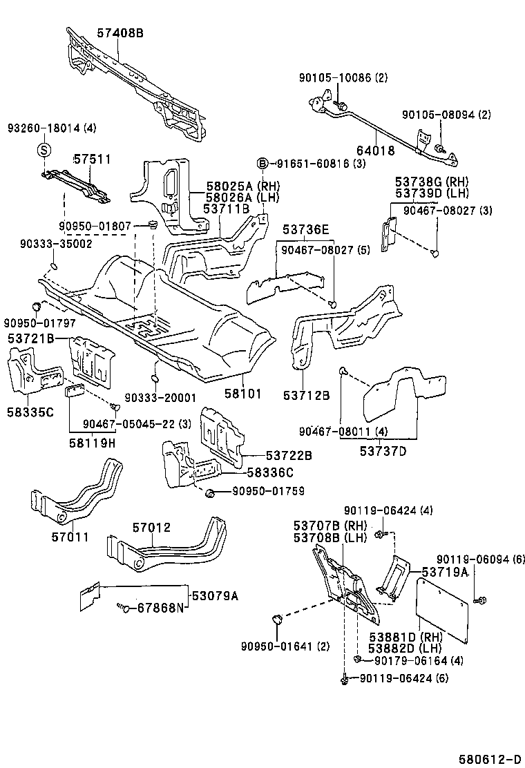 58103-37010 REINFORCEMENT SUB-ASSY, FRONT FLOOR SIDE, LH product image