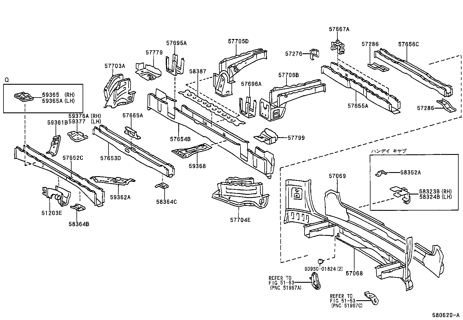 57068-26080 MEMBER SUB-ASSY, REAR FLOOR REAR CROSS, INNER product image