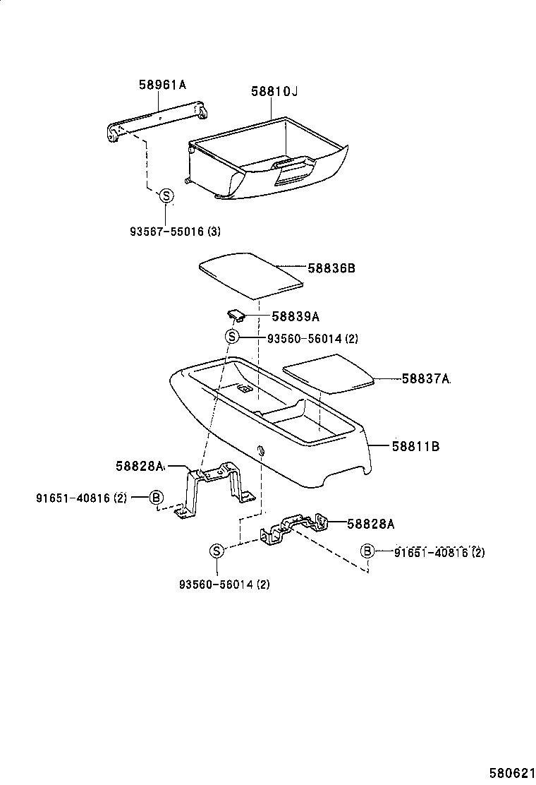58902-28020 BRACKET SUB-ASSY, CONSOLE BOX MOUNTING product image