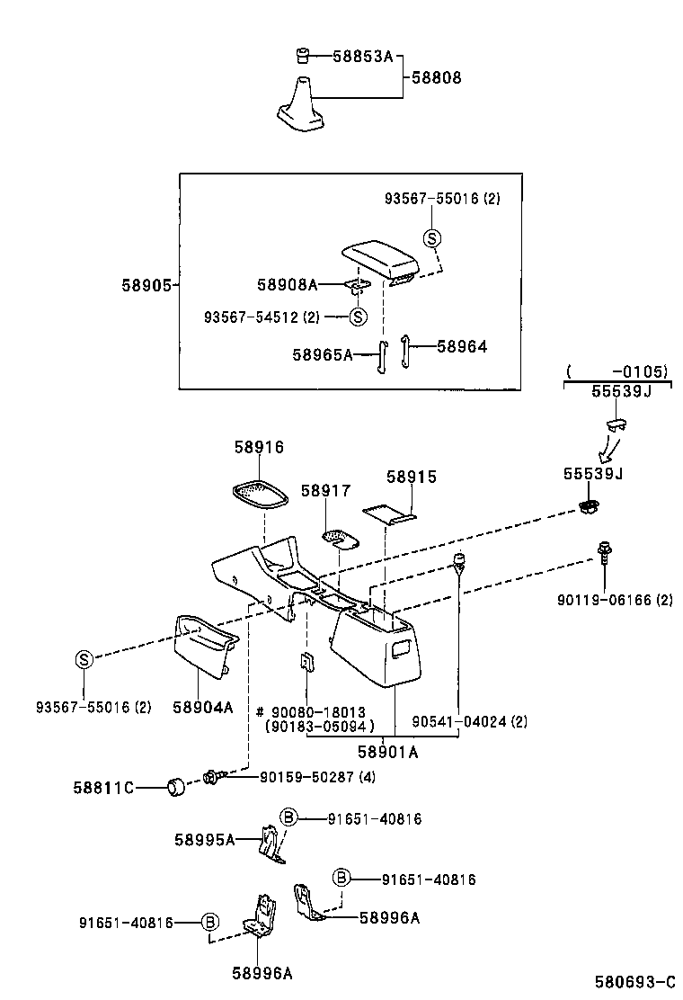 58995-05010 BRACKET, CONSOLE BOX MOUNTING, NO.1 product image