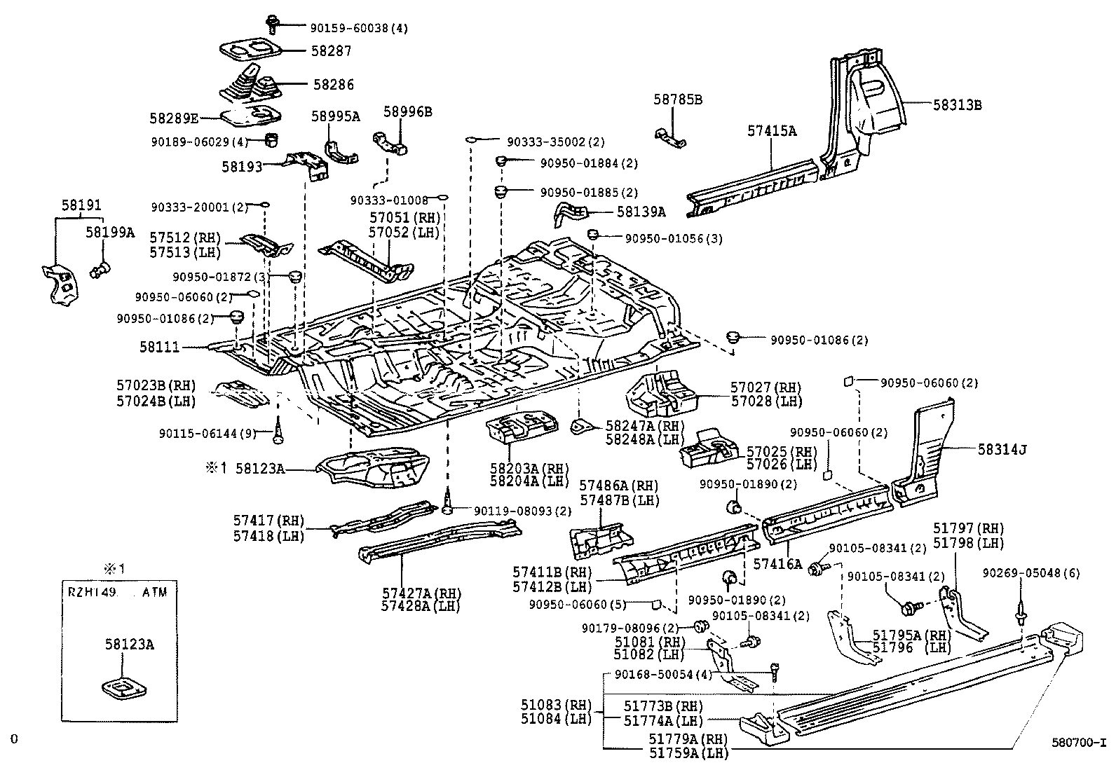 57026-35100 BRACKET SUB-ASSY, BODY MOUNTING, NO.3 LH product image