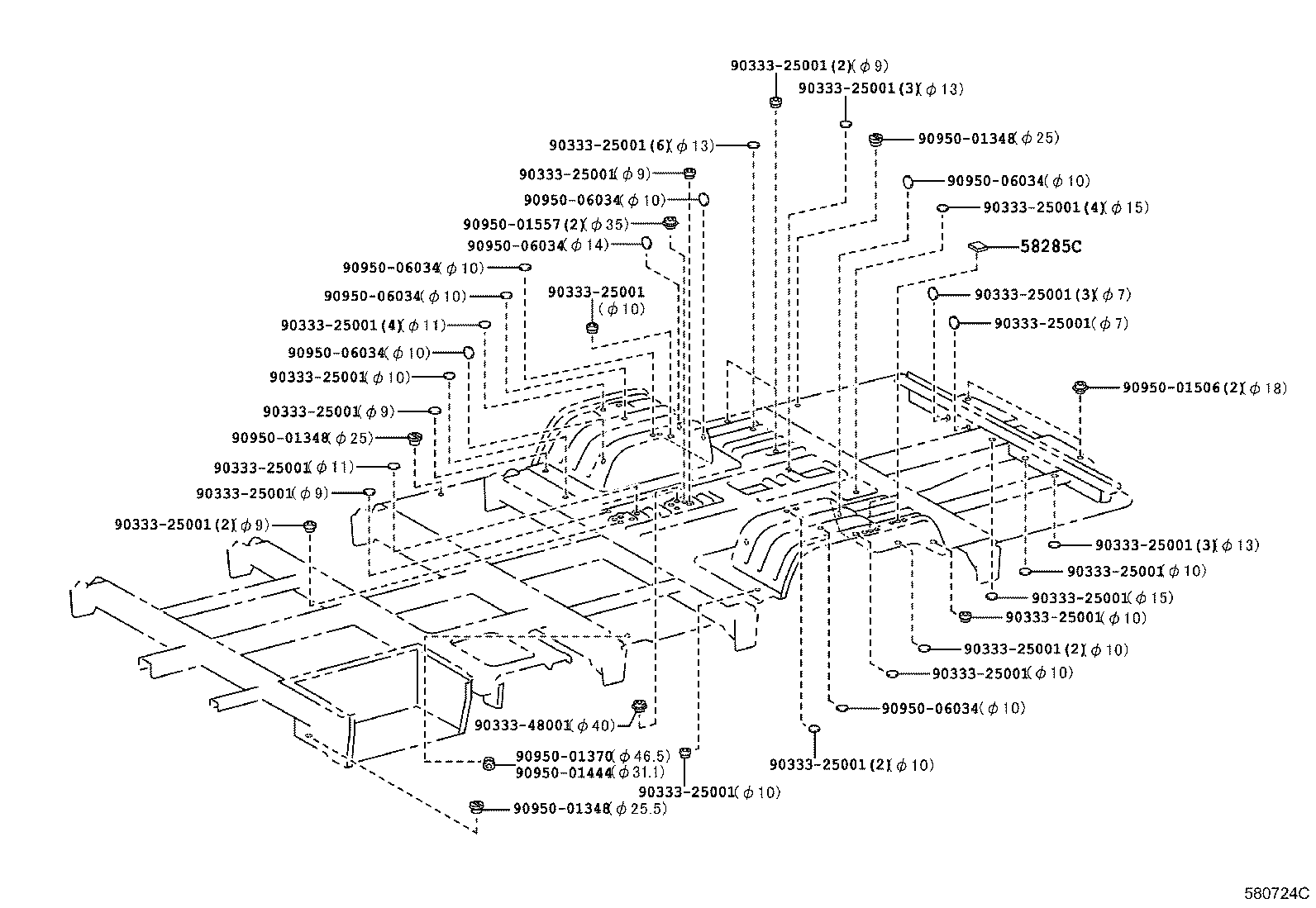 62429-36010 COVER, REAR FLOOR HOLE product image