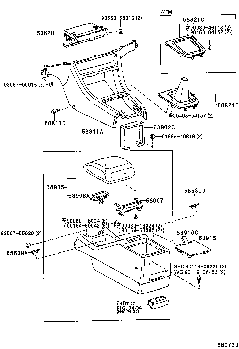 58910-06010-B0 BOX ASSY, CONSOLE, REAR product image