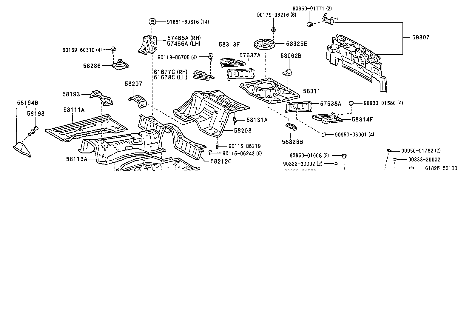 Toyota 58313-14200 EXTENSION, REAR FLOOR PAN TO QUARTER PANEL, RH