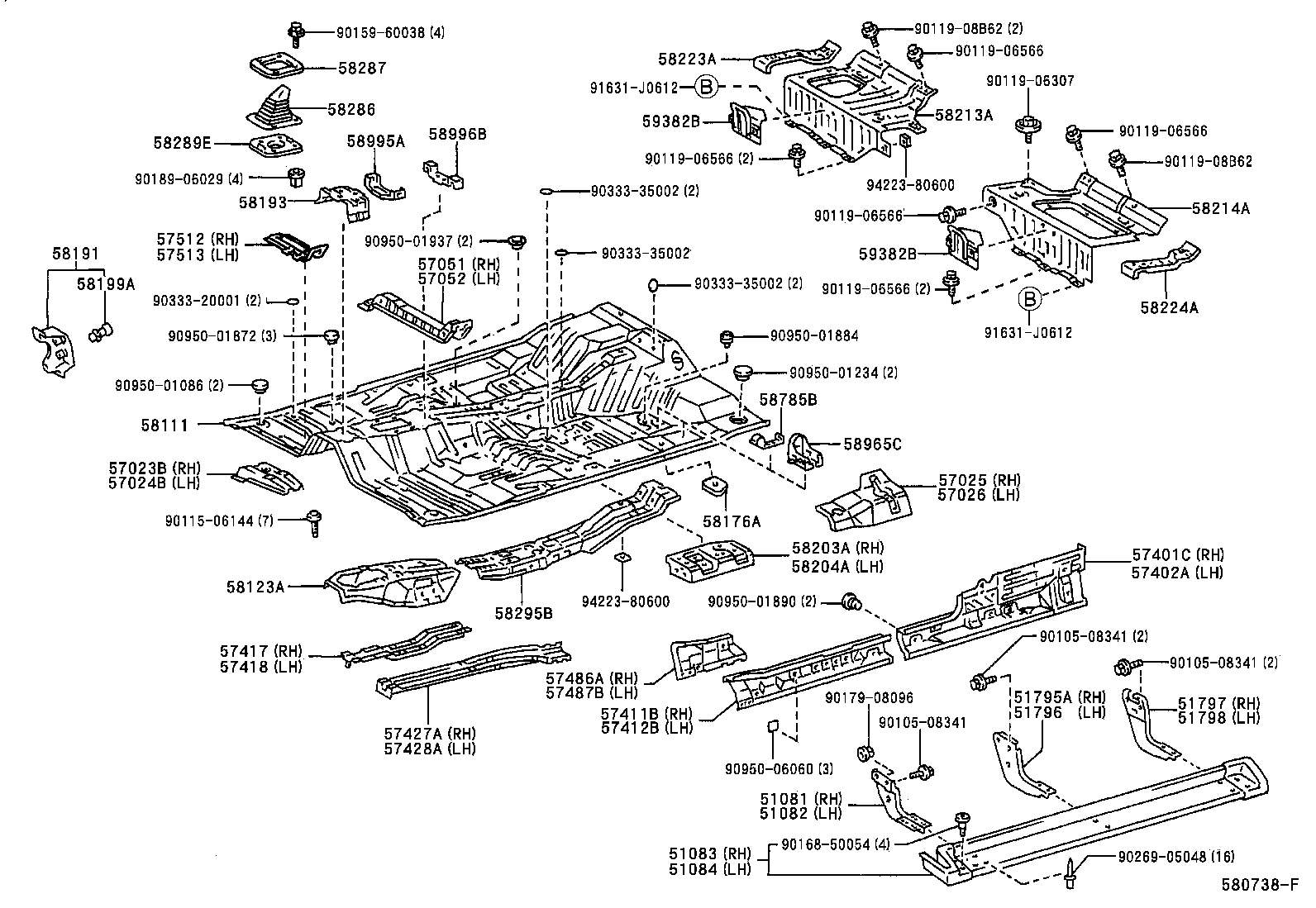 57026-35100 BRACKET SUB-ASSY, BODY MOUNTING, NO.3 LH product image