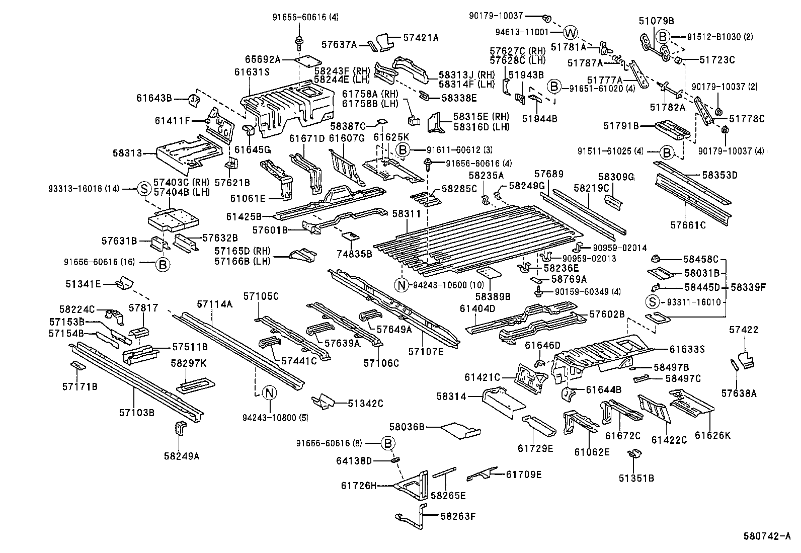 58311-65070 PAN, REAR FLOOR product image