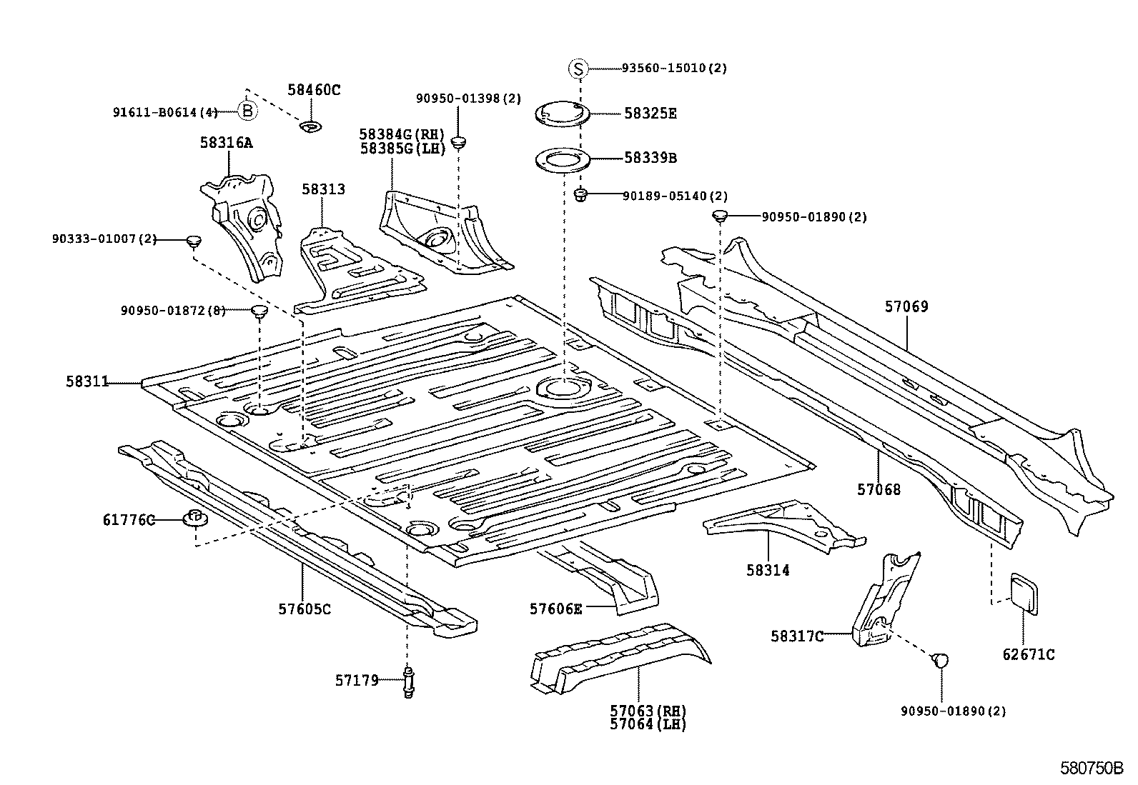 58314-60070 PANEL, REAR FLOOR SIDE, LH product image