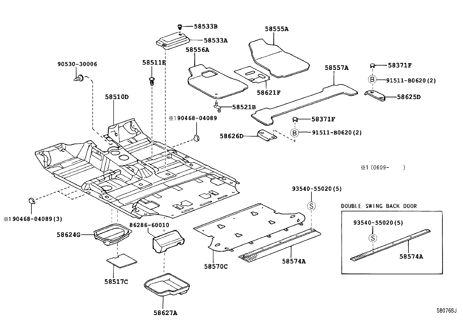 58570-60520-B0 CARPET ASSY, REAR FLOOR product image