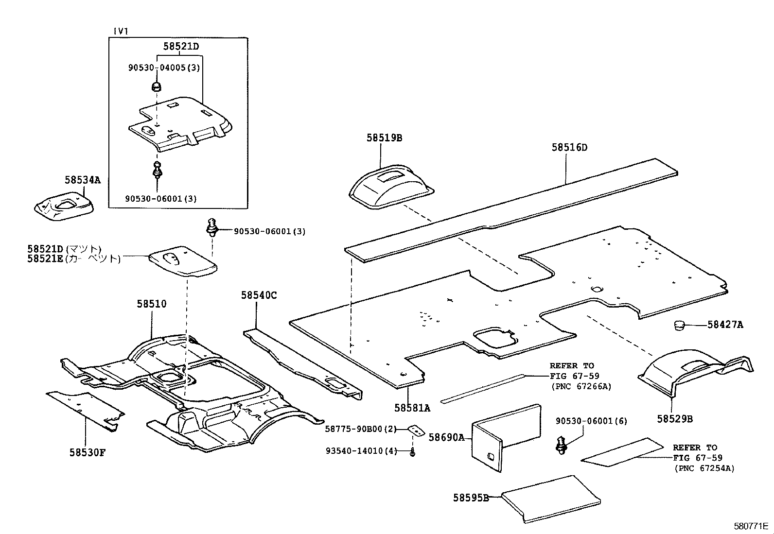 58571-36070-E0 MAT, REAR FLOOR, FRONT RH product image