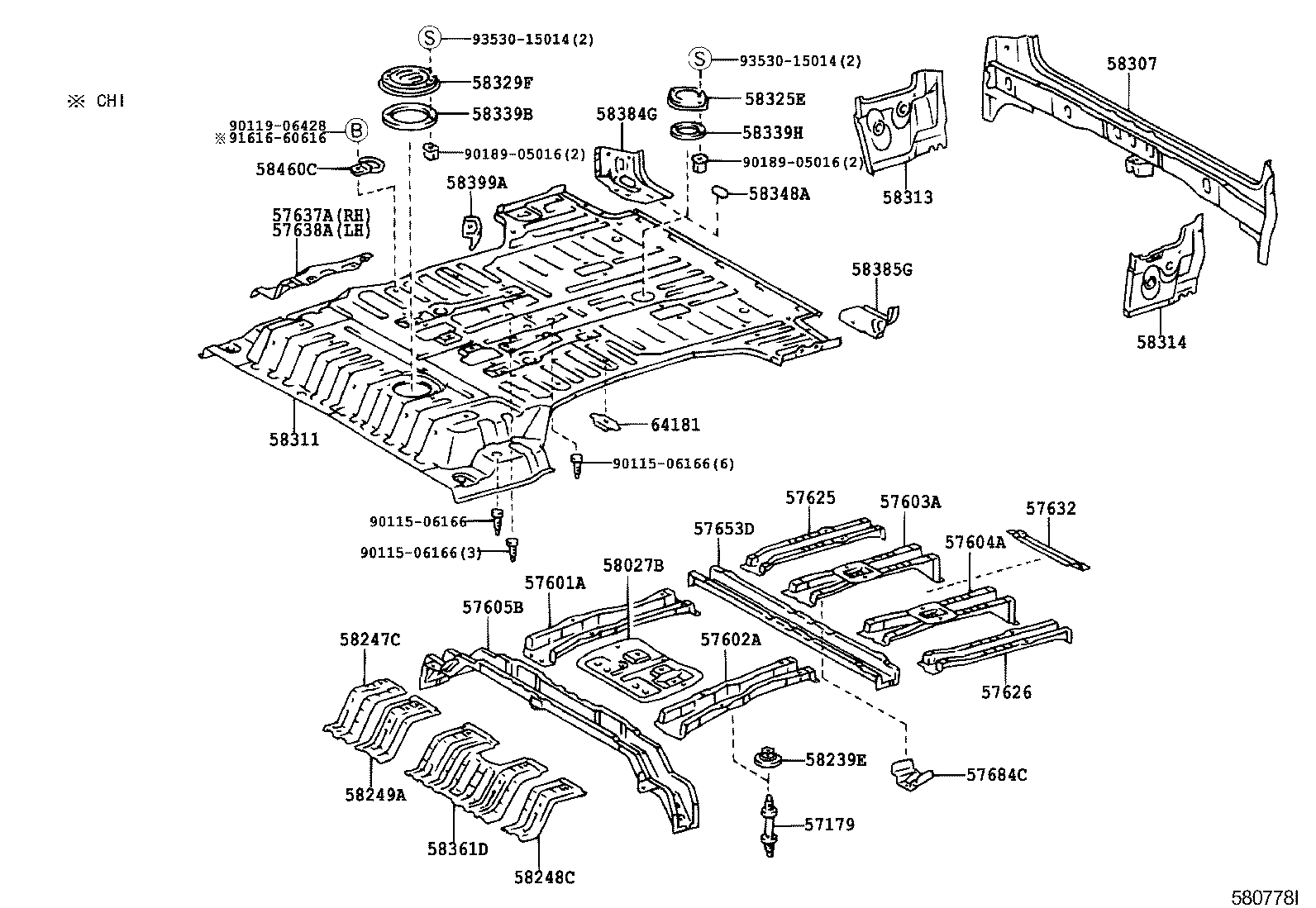 58311-60520 PAN, REAR FLOOR product image