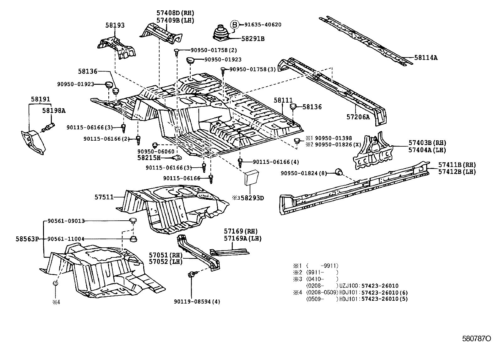 Toyota 58190-60050 FOOTREST, FRONT FLOOR