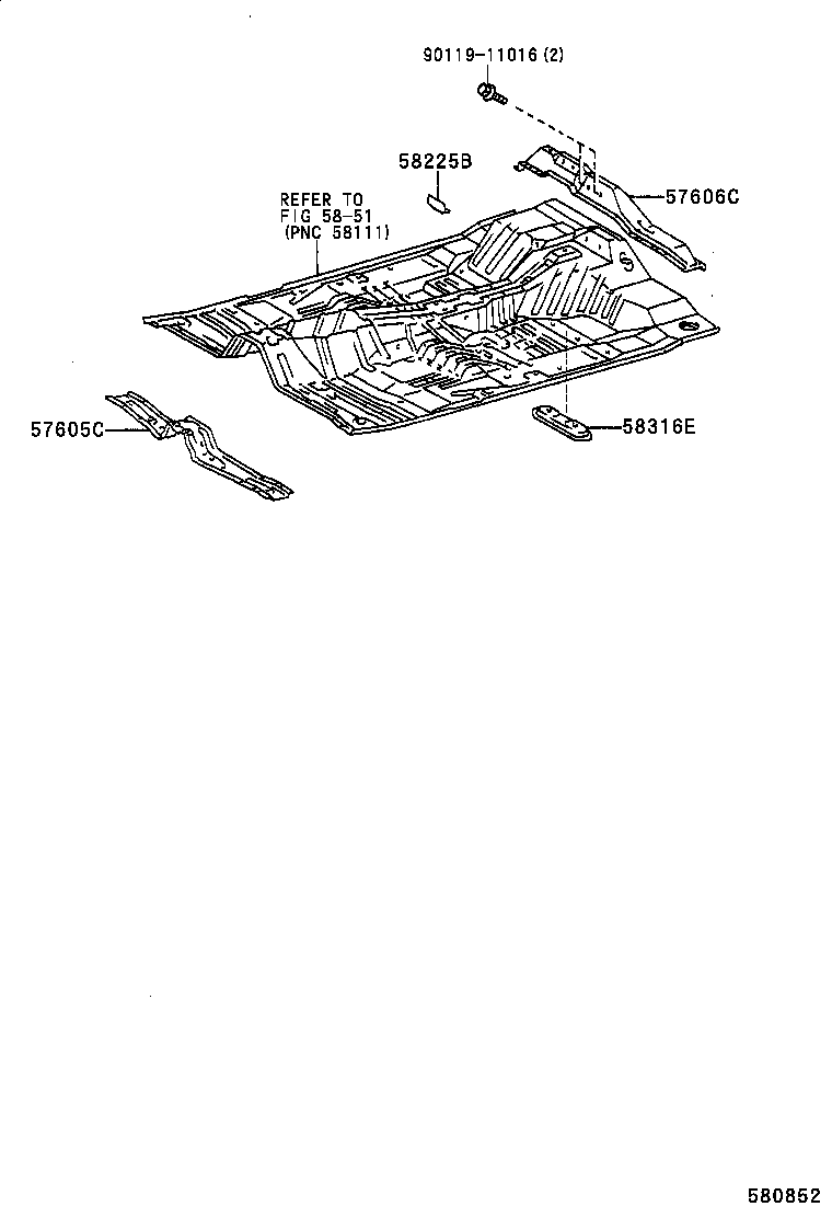 57605-35170 MEMBER SUB-ASSY, REAR FLOOR CROSS product image