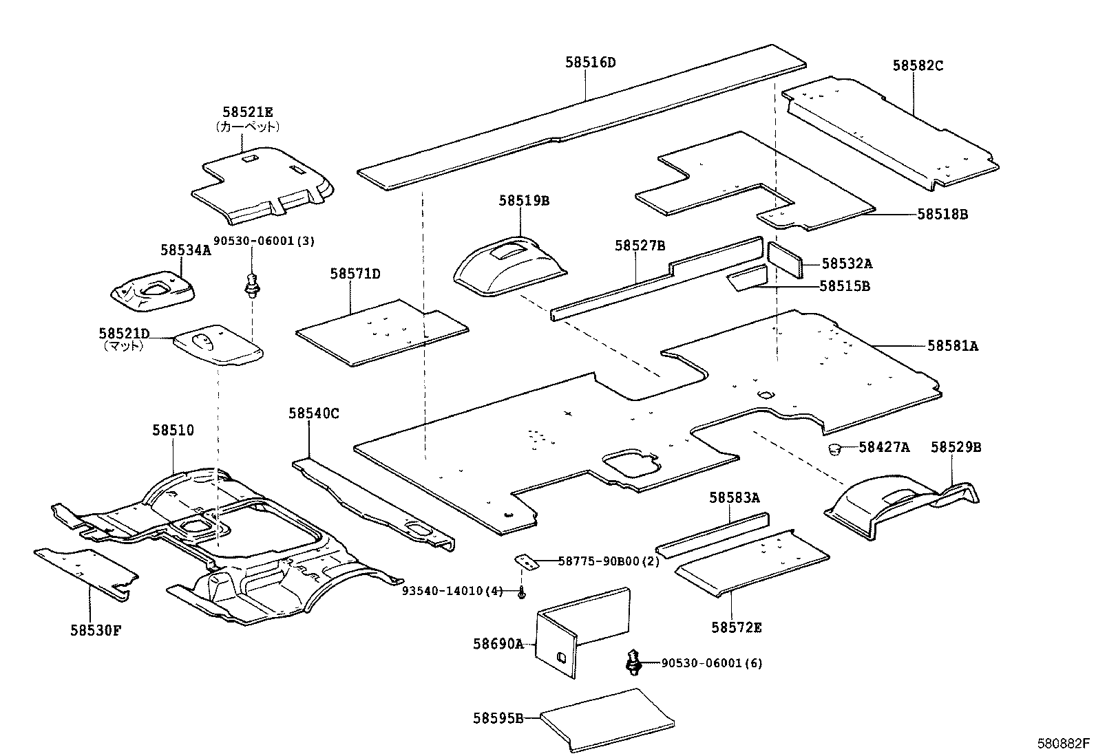 58571-36070-E0 MAT, REAR FLOOR, FRONT RH product image
