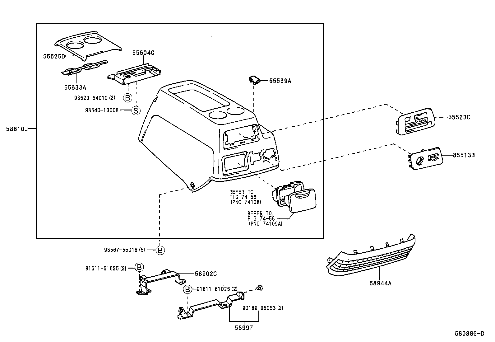 55604-26070 HOLDER SUB-ASSY, CONSOLE BOX CUP product image
