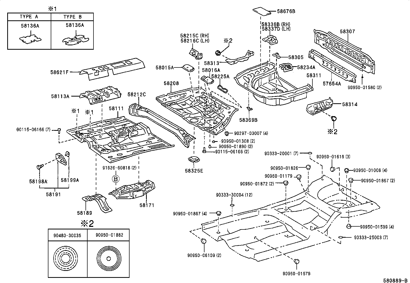 Toyota 58211-33070 PAN, CENTER FLOOR
