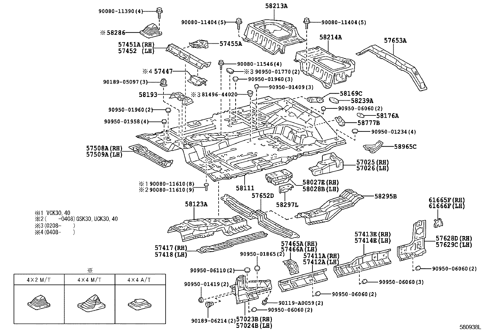 Toyota 57026-0C010 BRACKET SUB-ASSY, BODY MOUNTING, NO.3 LH