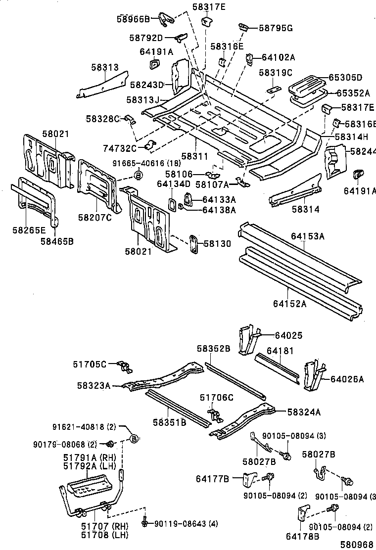 64025-92602 BRACKET SUB-ASSY, REAR MOUNTING, RH product image