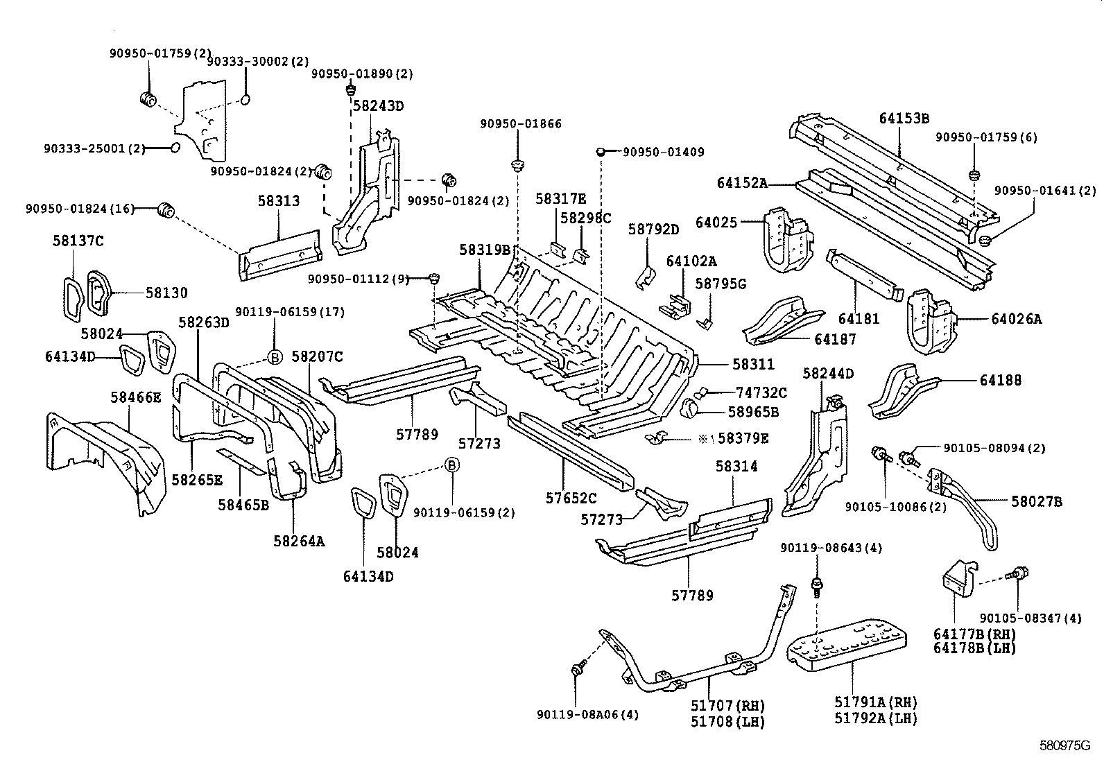 64025-37130 BRACKET SUB-ASSY, REAR MOUNTING, RH product image