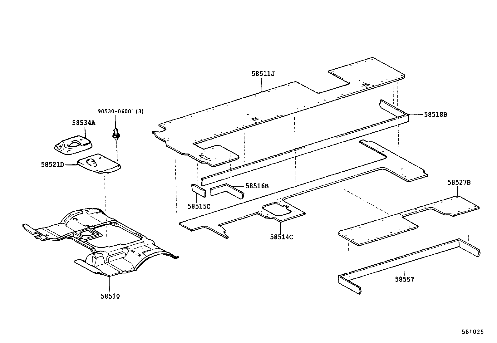 58571-36070-E0 MAT, REAR FLOOR, FRONT RH product image