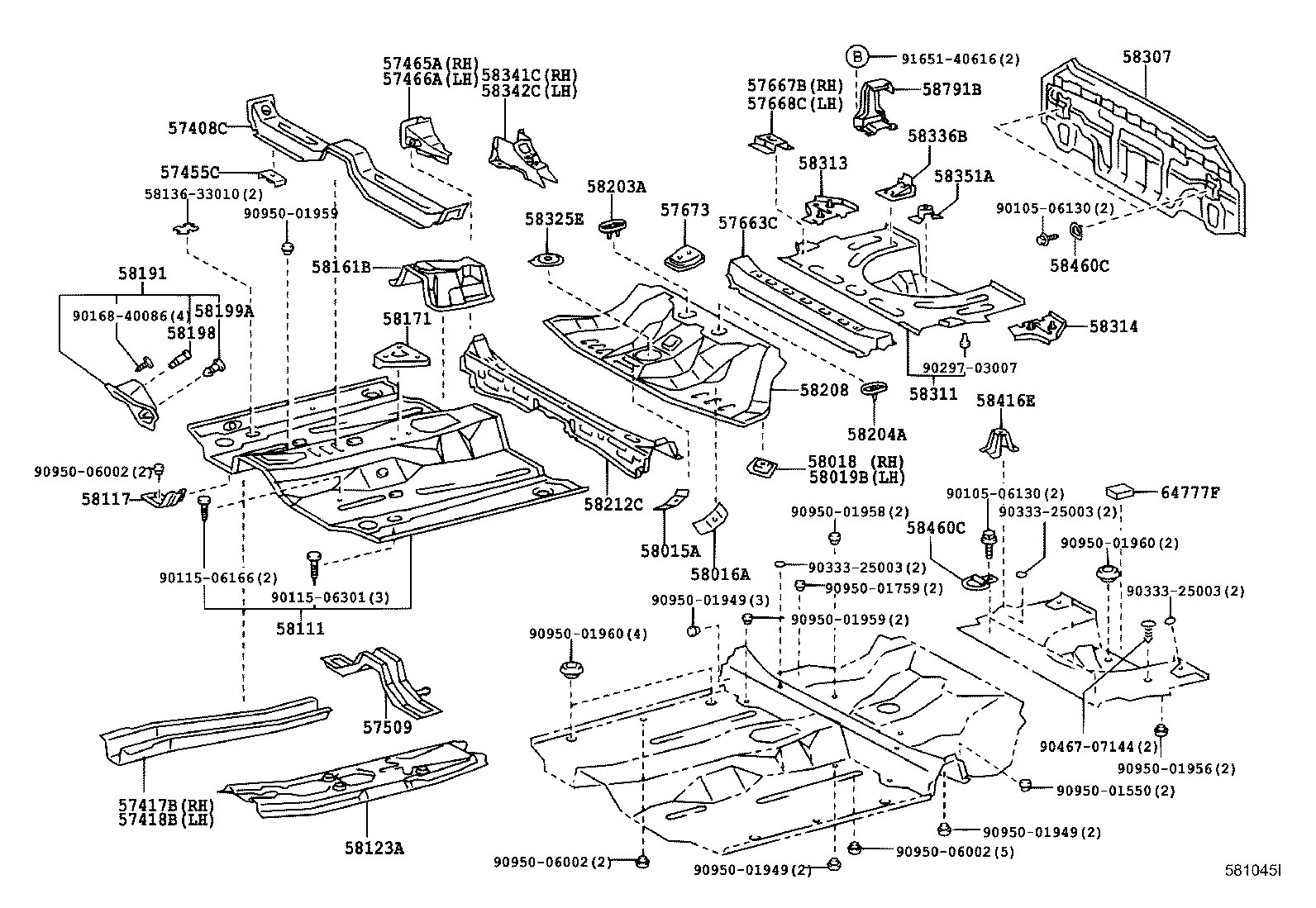 58211-20540 PAN, CENTER FLOOR product image