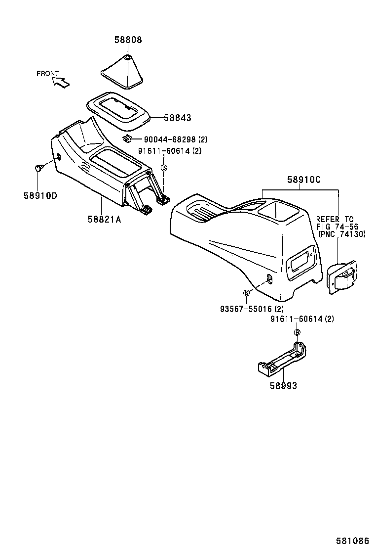 58910-87401-03 BOX ASSY, CONSOLE, REAR product image