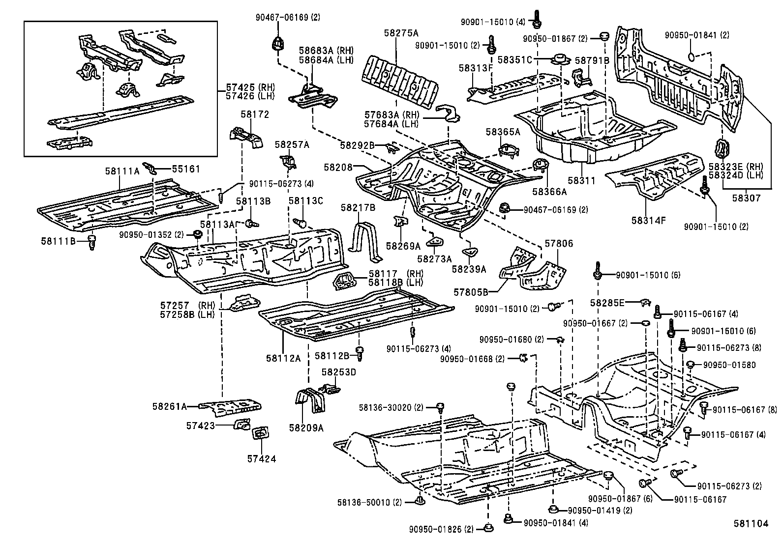 58211-50100 PAN, CENTER FLOOR product image