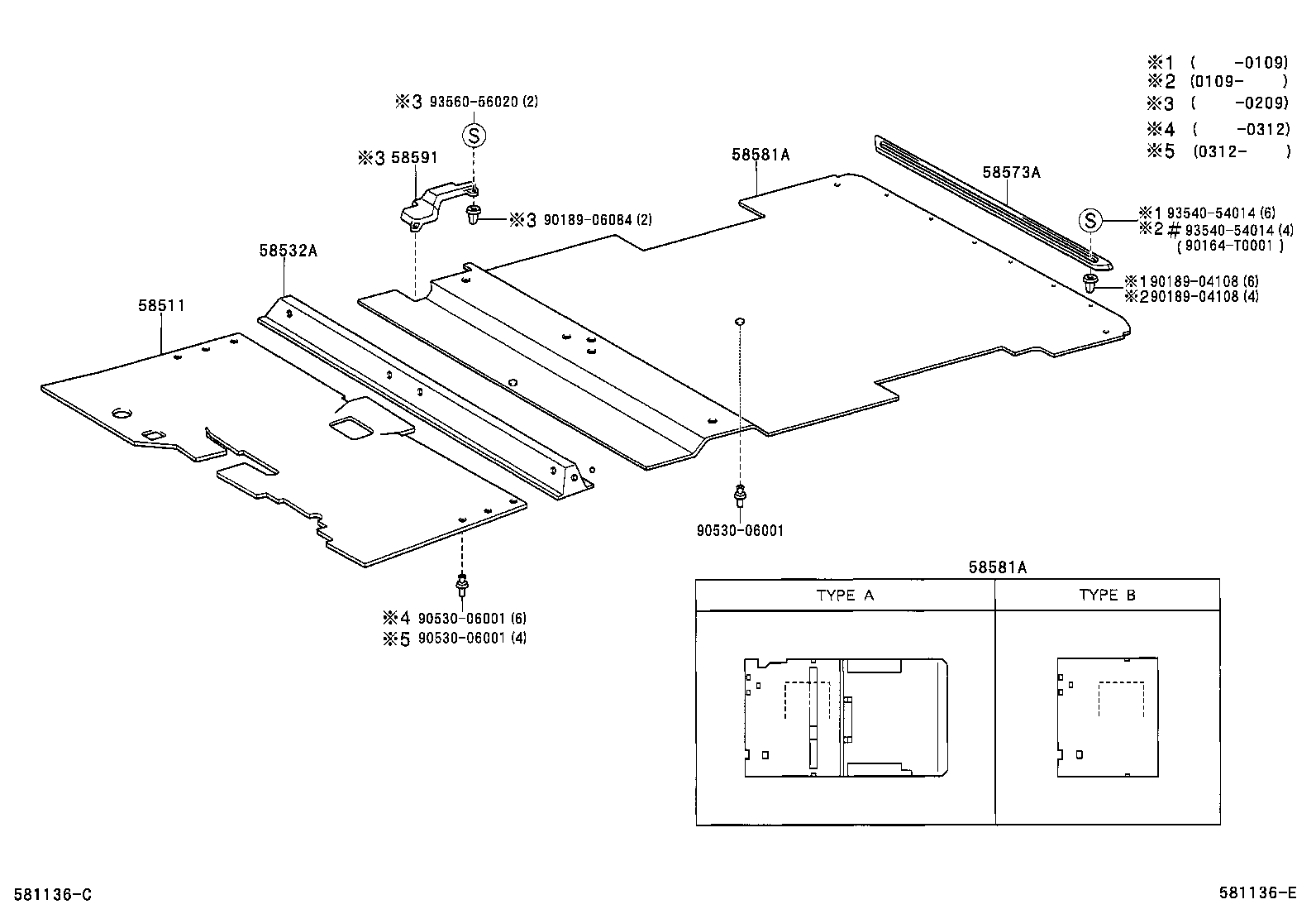 58523-0B010 BRACKET, FLOOR CARPET SET product image