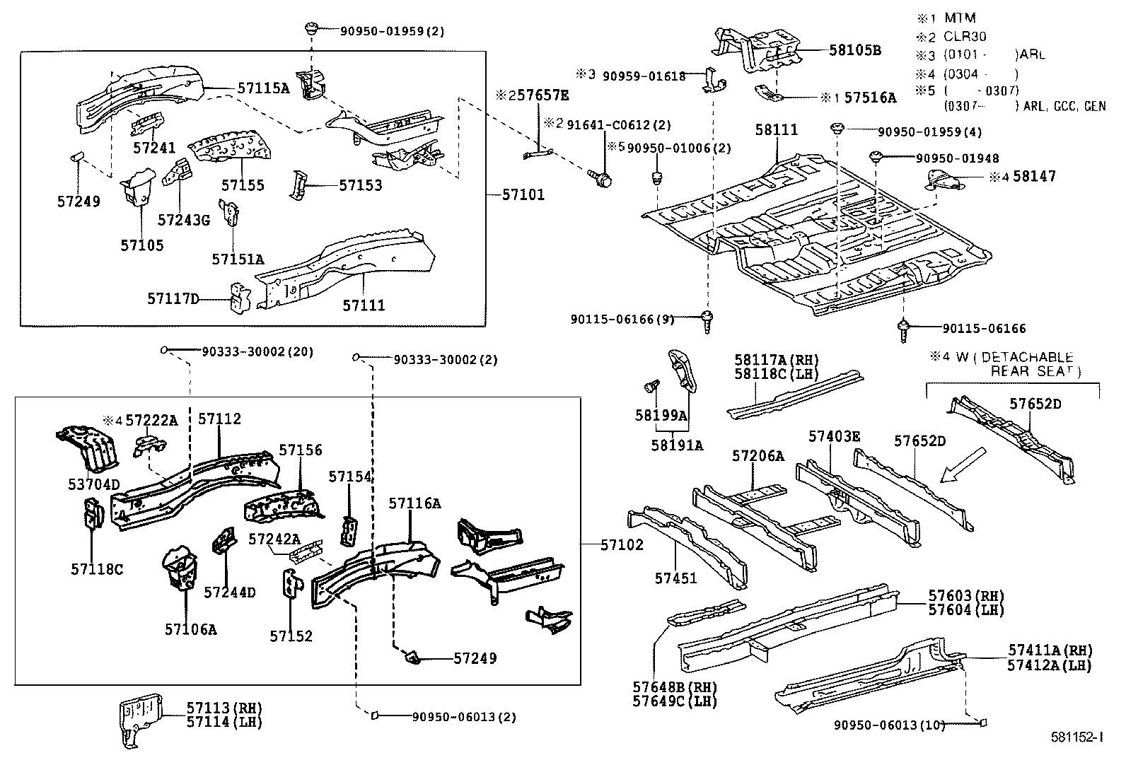 57206-28080 MEMBER SUB-ASSY, FRONT FLOOR CROSS, NO.2 product image