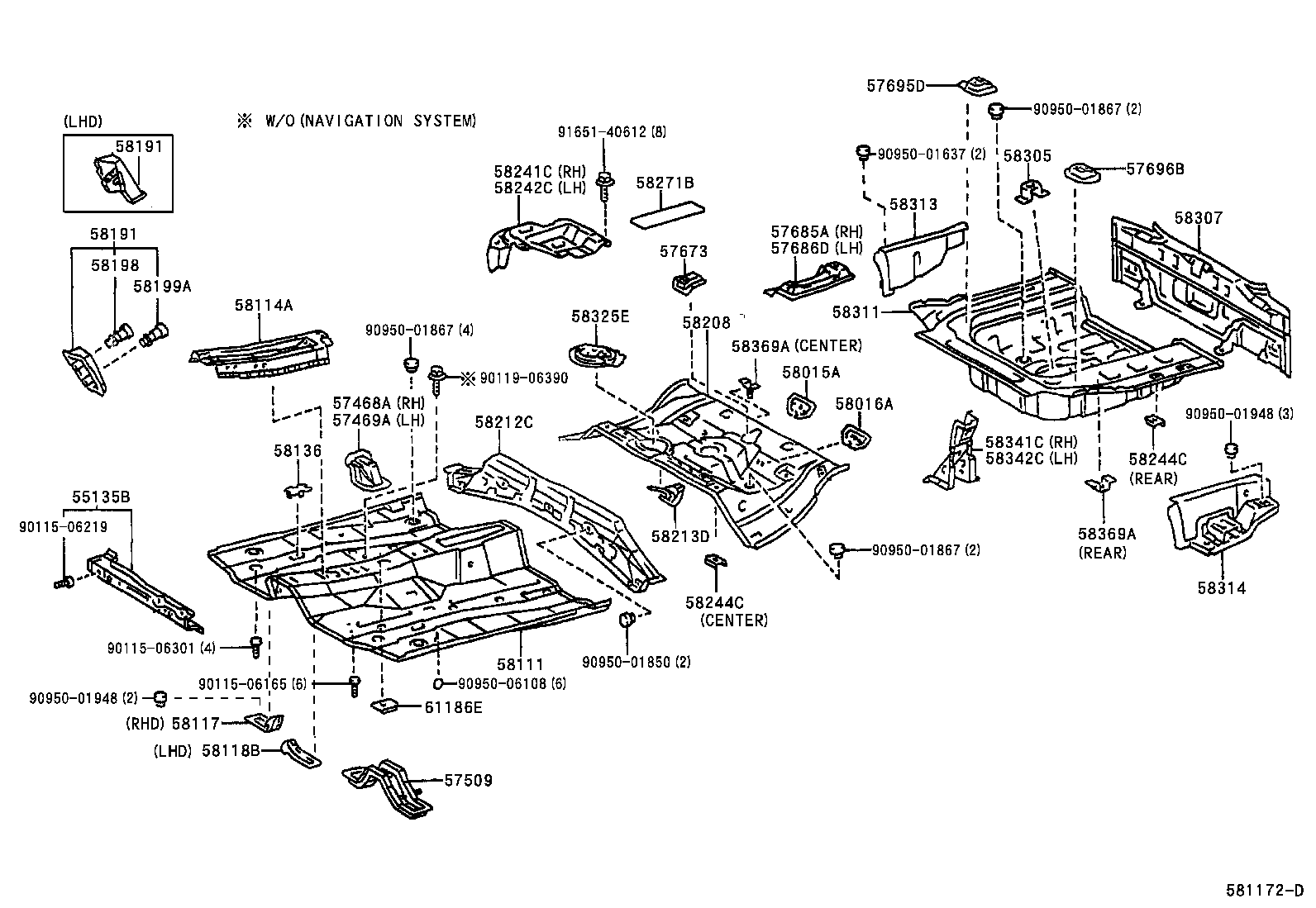 57685-47020 BRACKET, REAR FLOOR MOUNTING, NO.1 RH product image