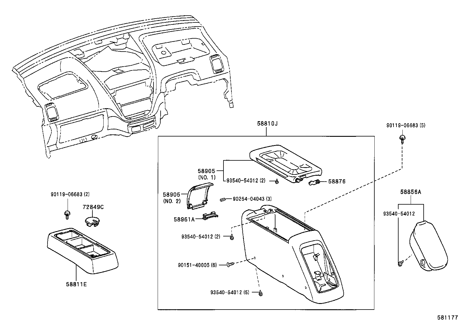 58910-63020 BOX ASSY, CONSOLE, REAR product image