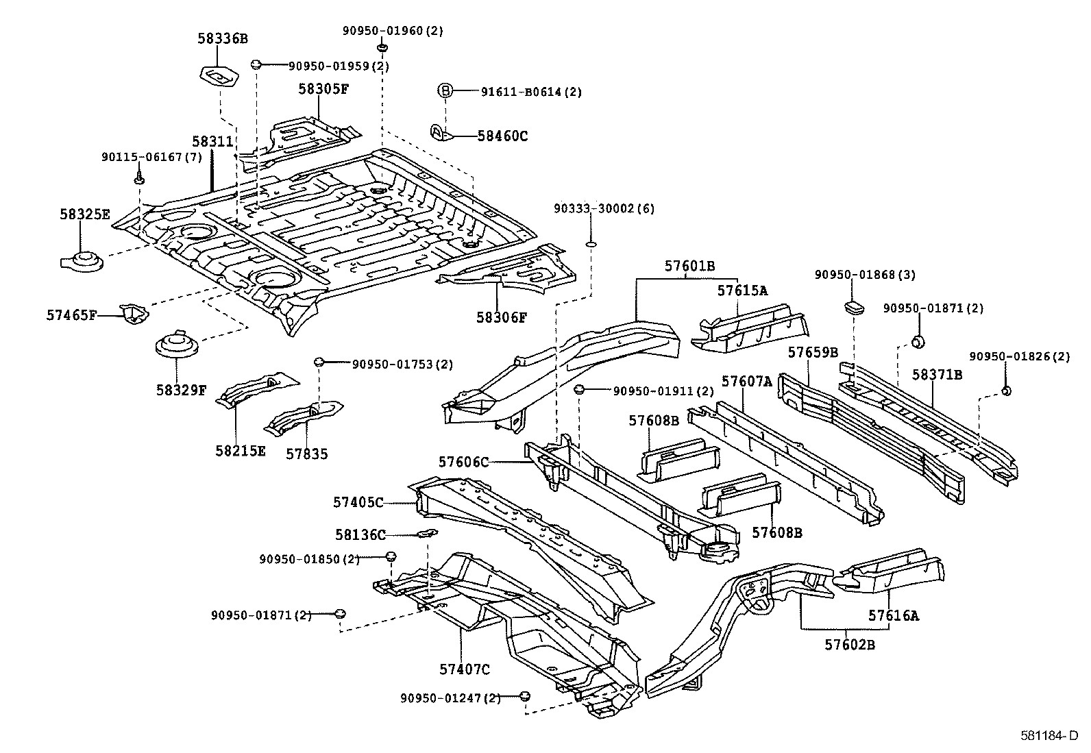 Toyota 57835-42010 REINFORCEMENT, REAR NO.1 SEAT LEG, REAR NO.1