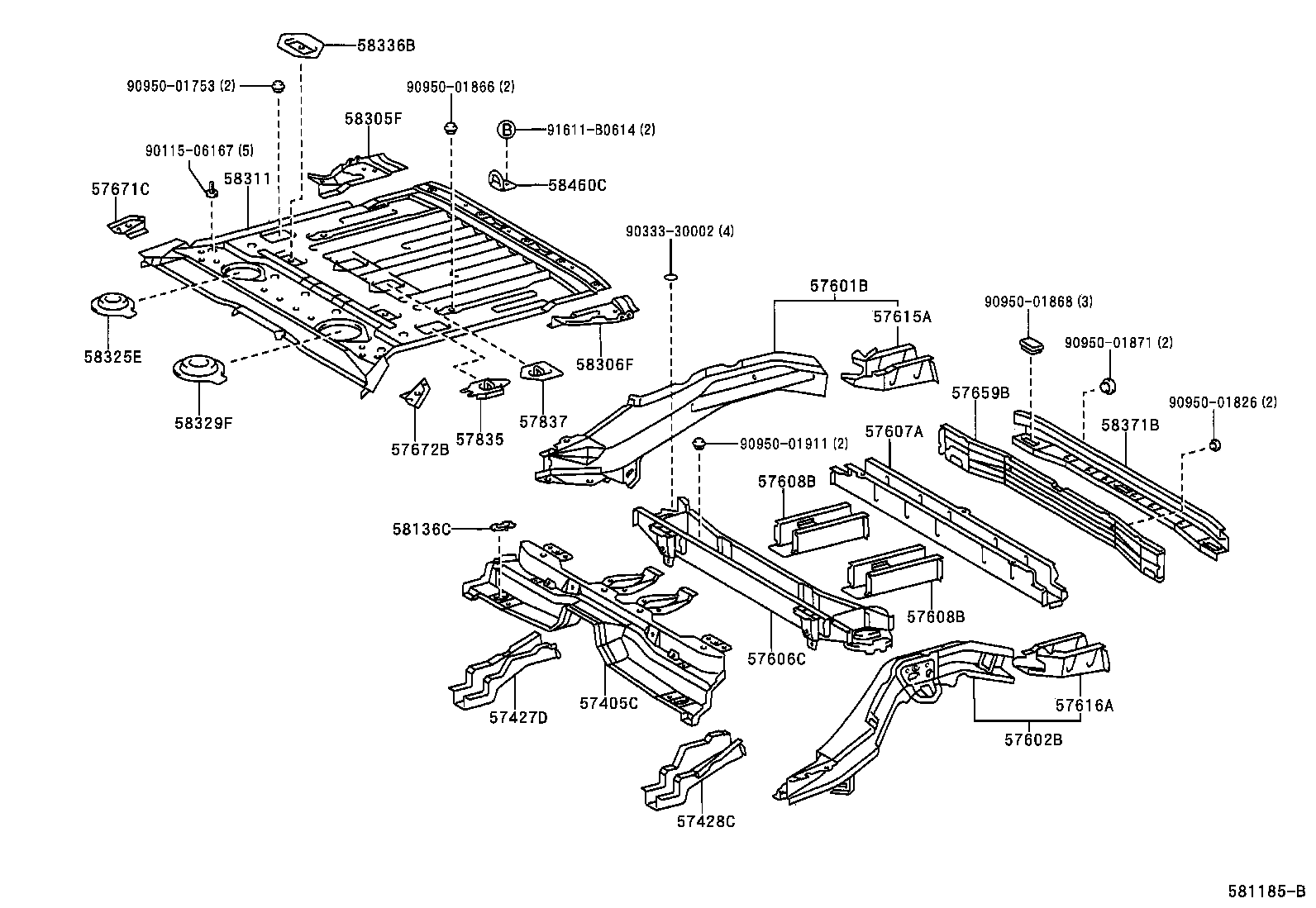 58311-42901 PAN, REAR FLOOR product image