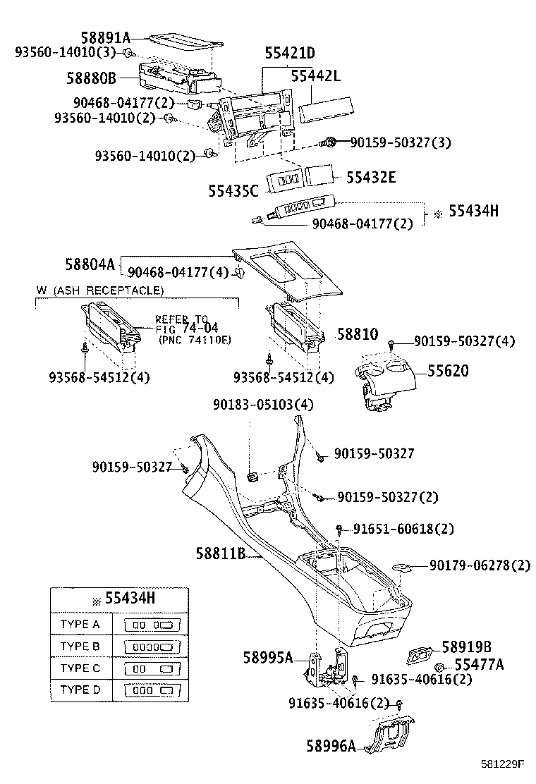 58804-50270 PANEL SUB-ASSY, CONSOLE, UPPER product image