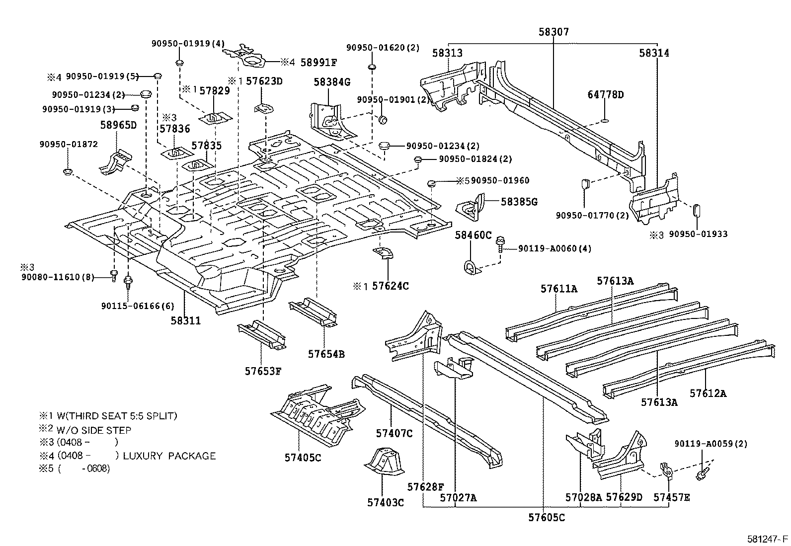 Toyota 57835-0C010 REINFORCEMENT, REAR NO.1 SEAT LEG, REAR NO.1