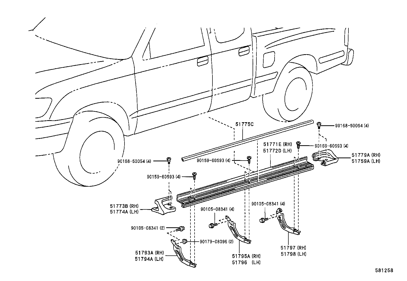 57023-35010 BRACKET SUB-ASSY, BODY MOUNTING, NO.2 RH product image