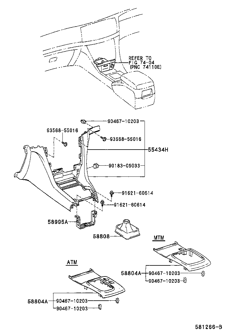58907-22040 HINGE SUB-ASSY, CONSOLE COMPARTMENT DOOR product image