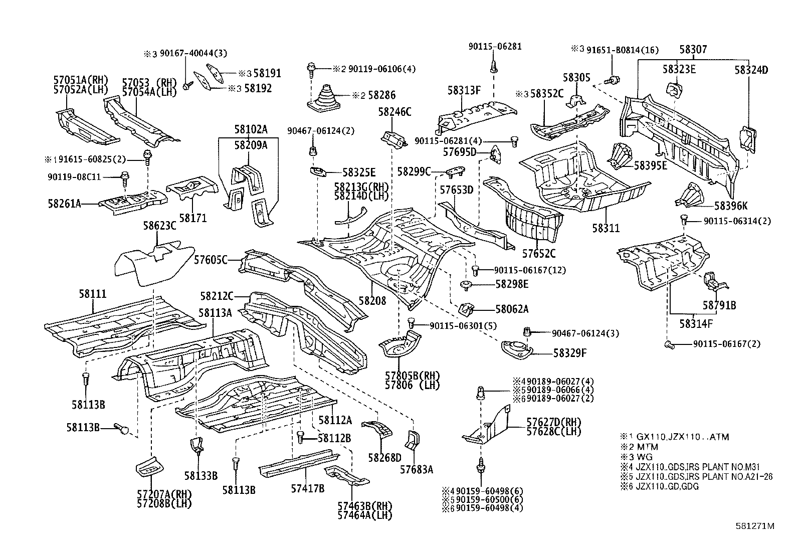 58623-22220 PAD, FRONT FLOOR SILENCER, CENTER product image