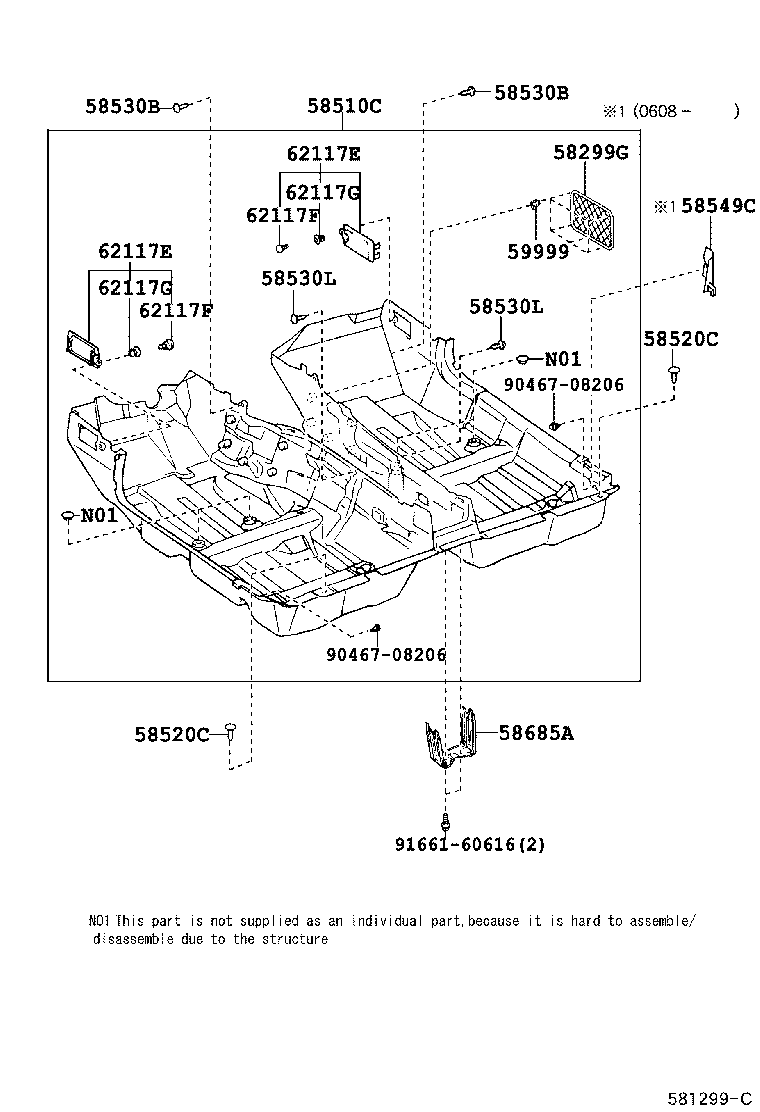 Toyota 58510-24320-C0 CARPET ASSY, FRONT FLOOR, FRONT