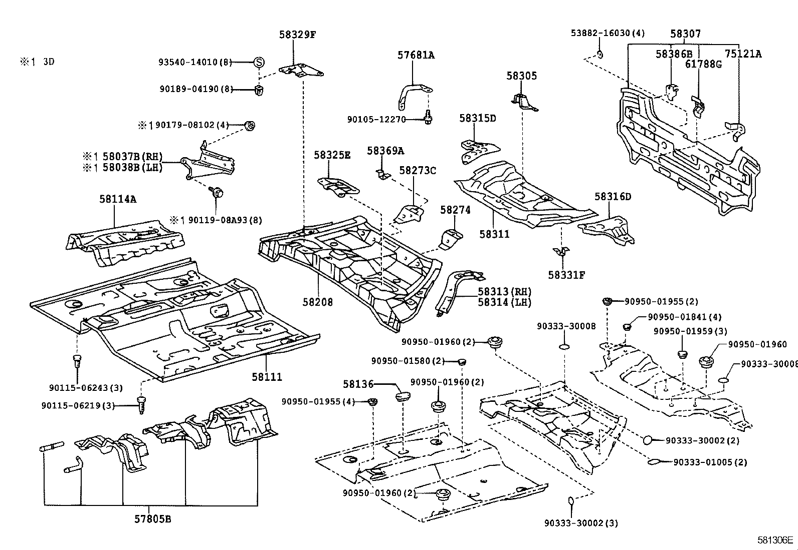 58103-52020 REINFORCEMENT, FRONT FLOOR PANEL product image