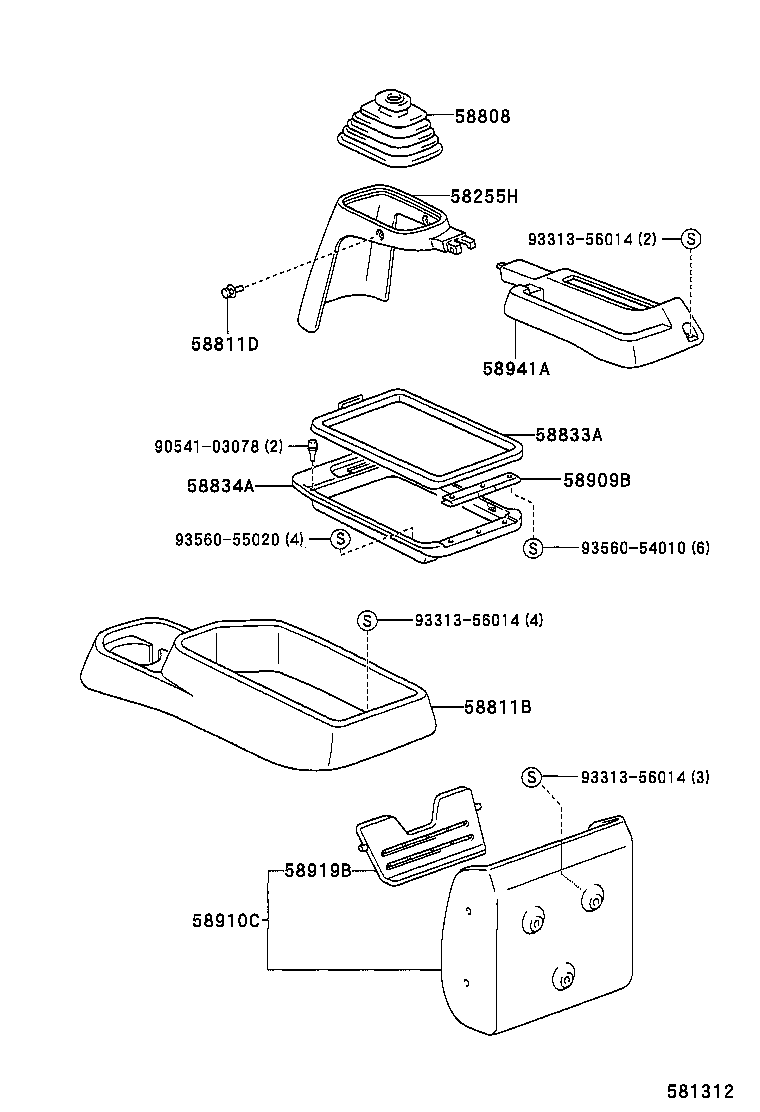 58910-37010-B1 BOX ASSY, CONSOLE, REAR product image