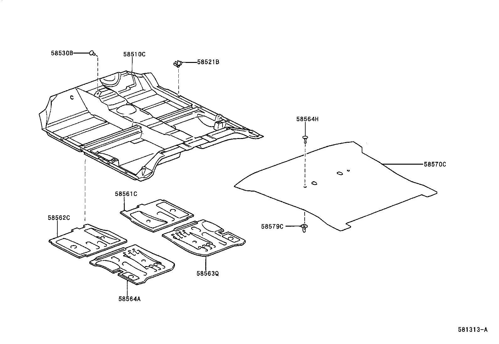 Toyota 58562-0D060 SILENCER, FRONT FLOOR, NO.2