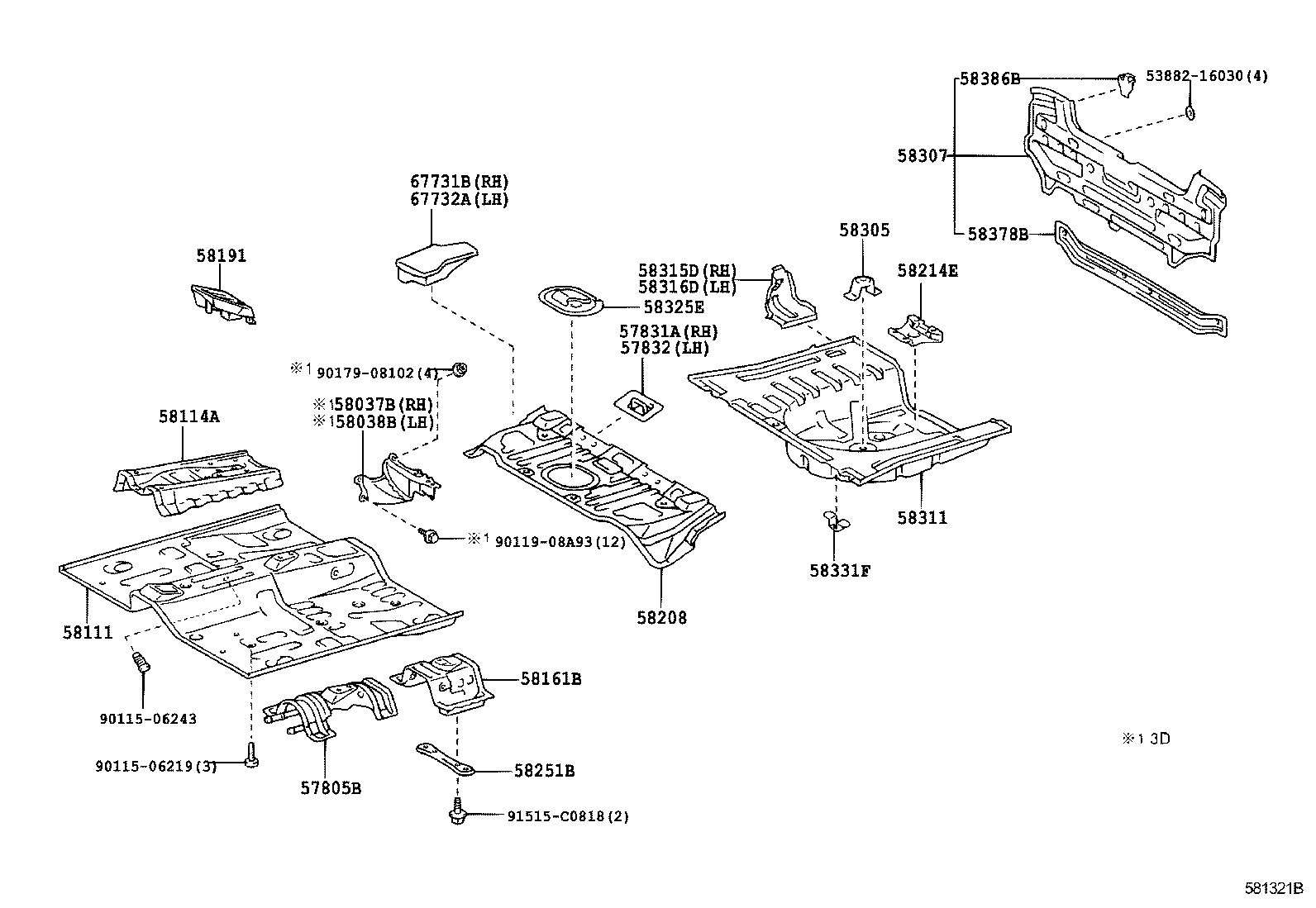 Toyota 58191-52010 FOOTREST, FRONT FLOOR