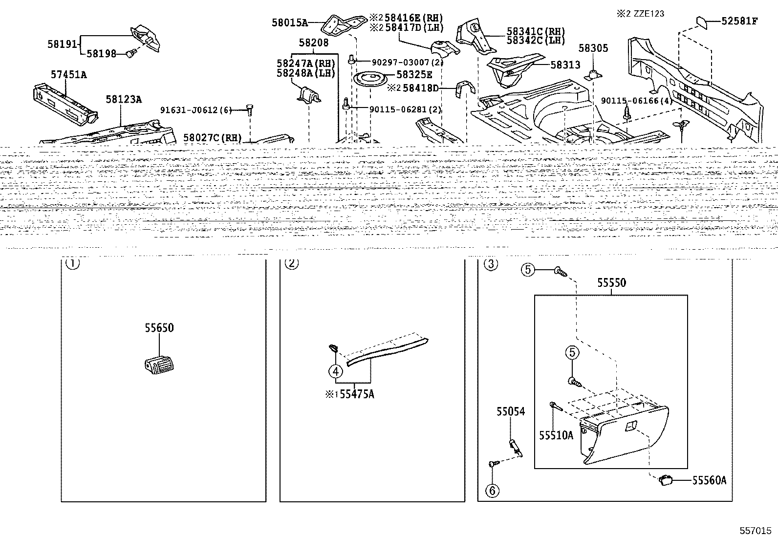 57663-13090 MEMBER, REAR FLOOR CROSS, CENTER product image