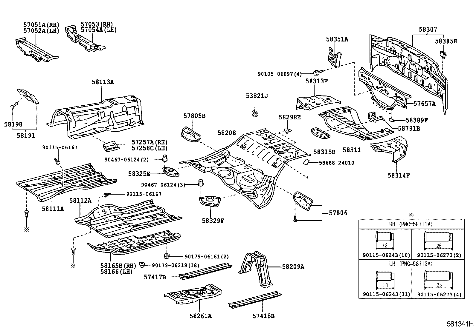 57053-24010 REINFORCEMENT SUB-ASSY, FRONT FLOOR CROSS MEMBER, RH product image