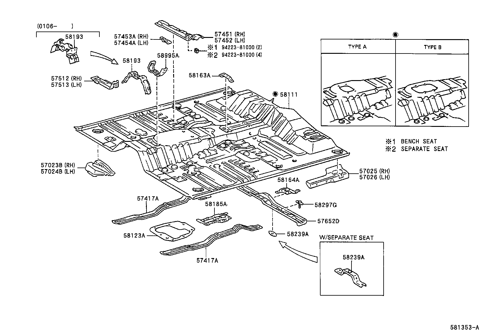 57627-89101 COVER, REAR FLOOR SIDE MEMBER, RH product image