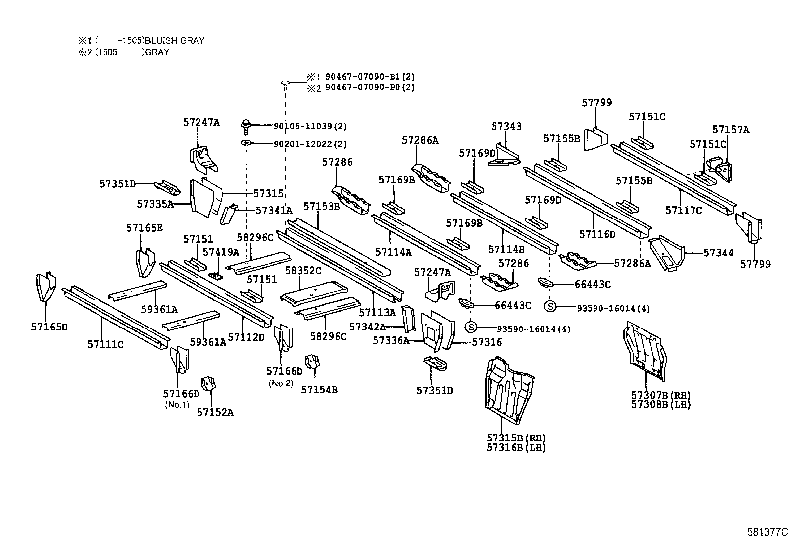 57068-25010 MEMBER SUB-ASSY, REAR FLOOR REAR CROSS, INNER product image