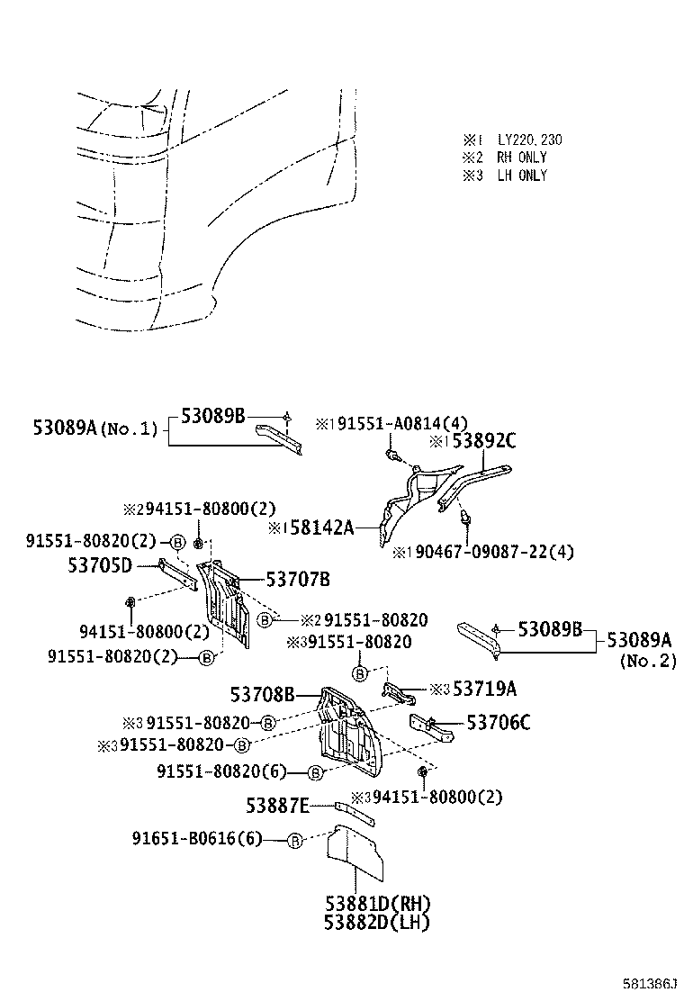 53089-25010 MUDGUARD SUB-ASSY, FRONT product image