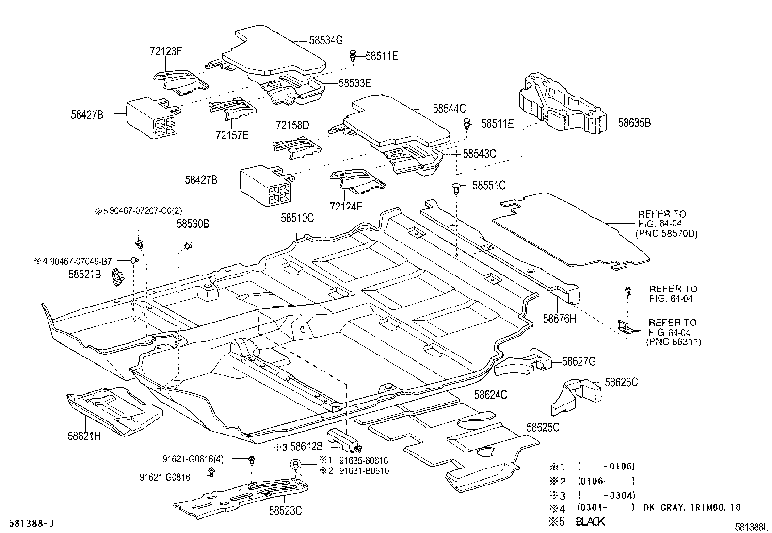 58624-13040 PAD, CENTER FLOOR SILENCER, RH product image